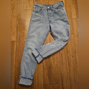 Levi's 501 Selvedge Vintage Denim Jeans Women's Faded Button Fly Size 25